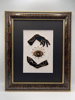 Homemade All Seeing Eye  Framed 8X10 Embroidery Art